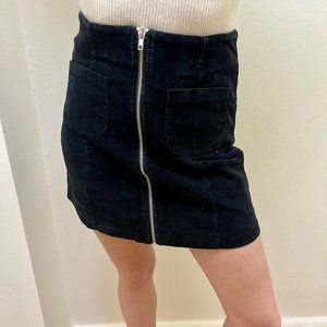 Brandy Melville Black Zip up Corduroy Skirt